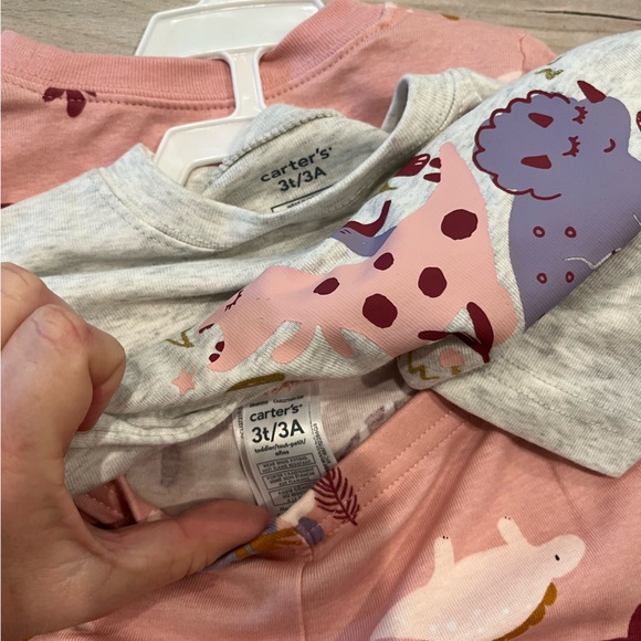 NWT Carter's Pink and Gray Dinosaur Pajama 4 Piece Set Size 3T - Picture 7 of 8